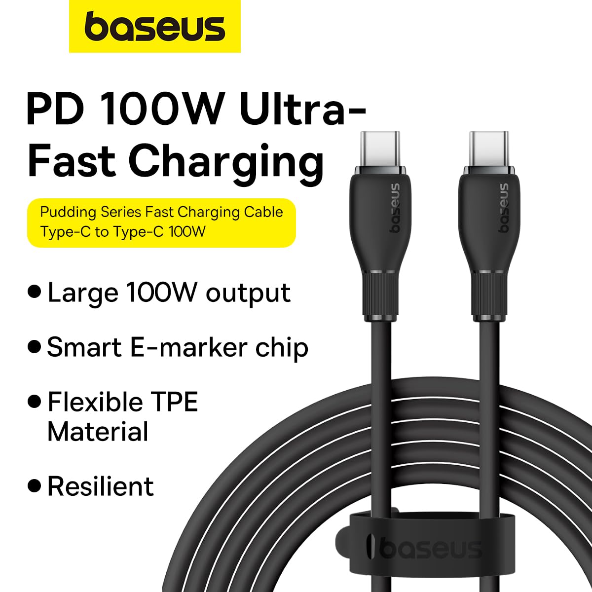BASEUS PUDDING SERIES TYPE C TO LIGHTNING 20W CABLE 1.2M BLACK thumbnail 8