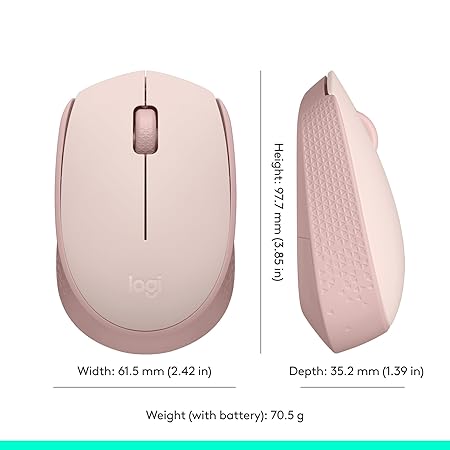 LOGITECH M172 RELIABLE WIRELESS MOUSE PINK 910-006874 thumbnail 6