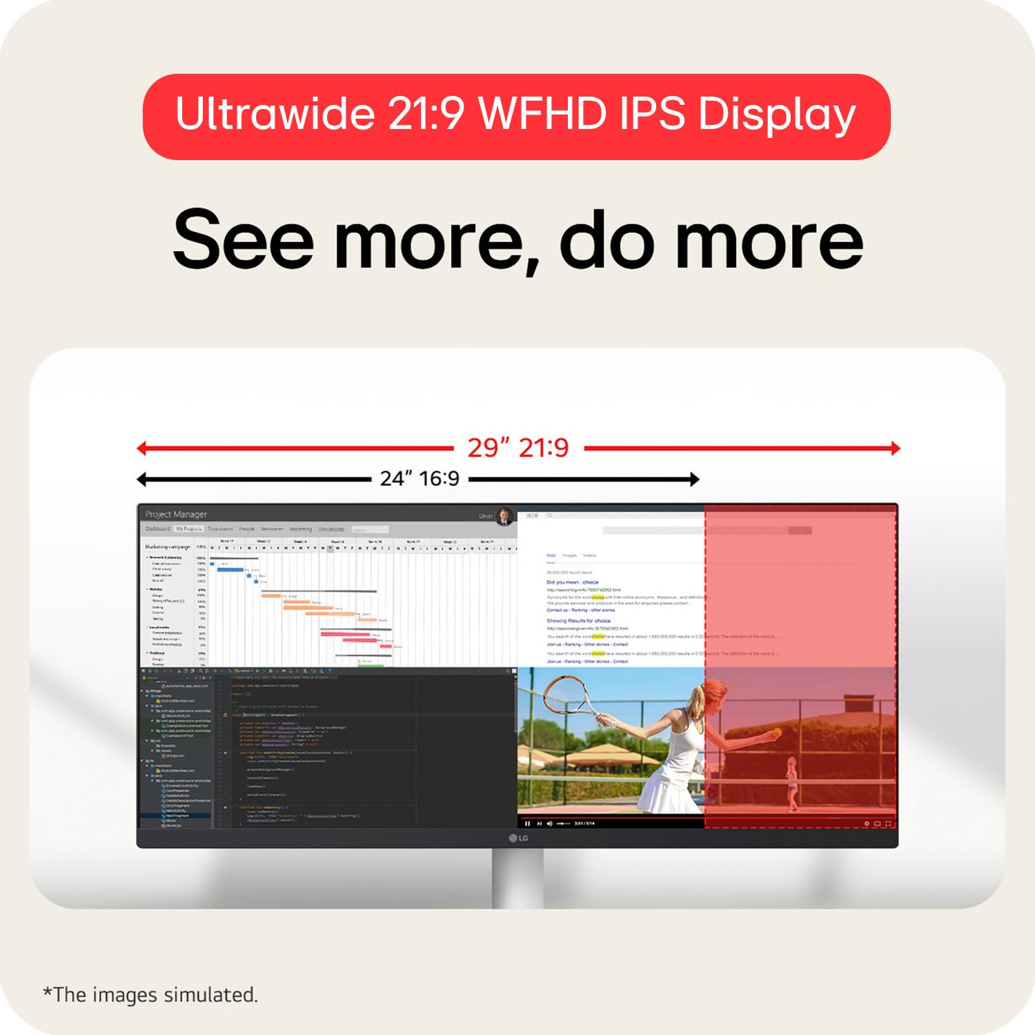 LG 29 INCH ULTRAWIDE WFHD 100HZ HDR10 GAMING MONITOR 29U531A-W thumbnail 12
