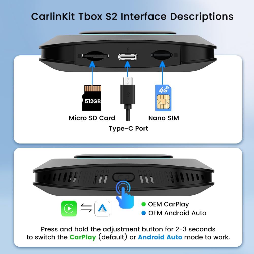 CARLINKIT AI BOX T-BOX S2P 4+64GB CARPLAY ANDROID 13.0 AUTO WIRELESS ADAPTER BLACK CPC200-TBOX-S2P thumbnail 7