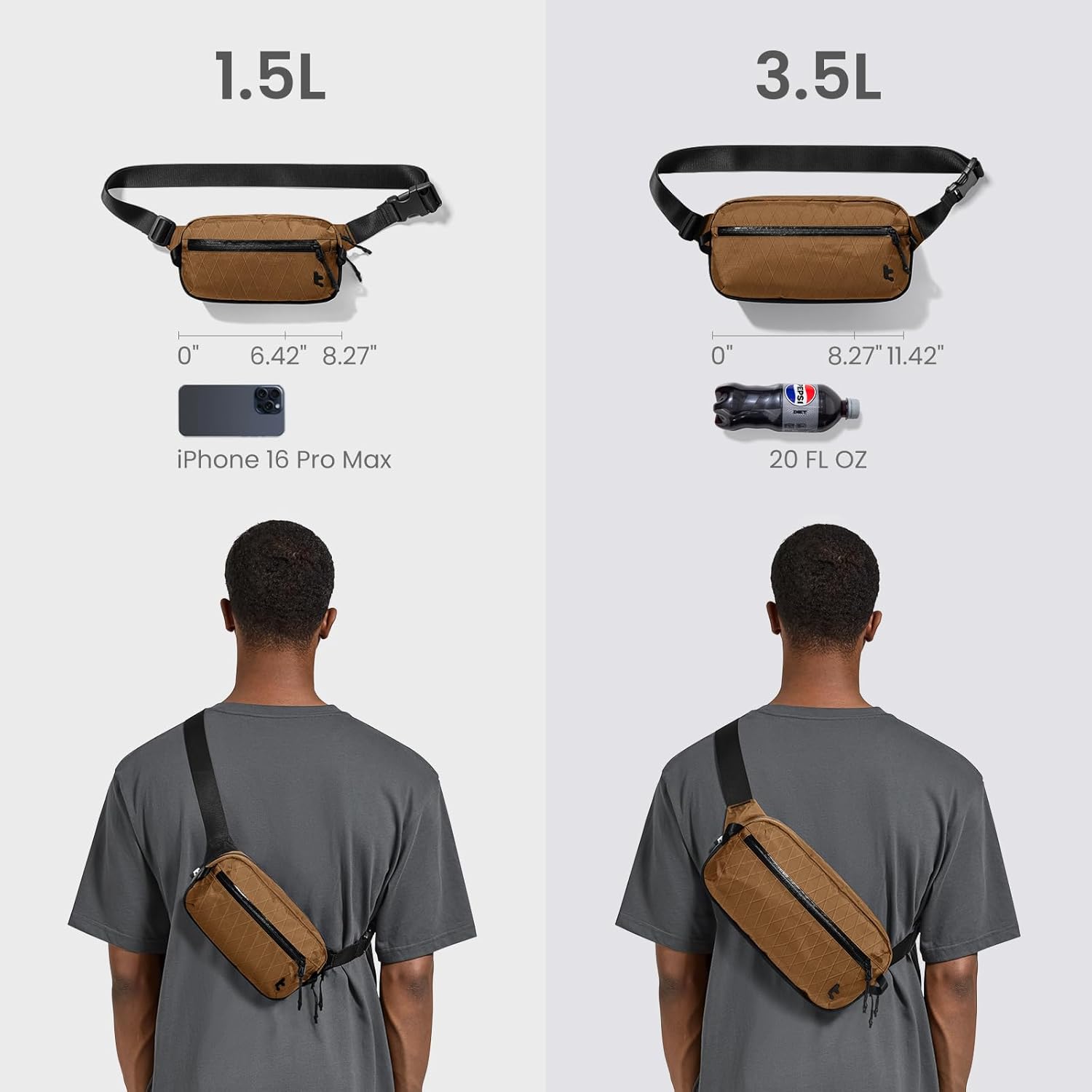 TOMTOC AVIATOR CHEST BAG 1.5L KHAKI T35S1K1 thumbnail 3