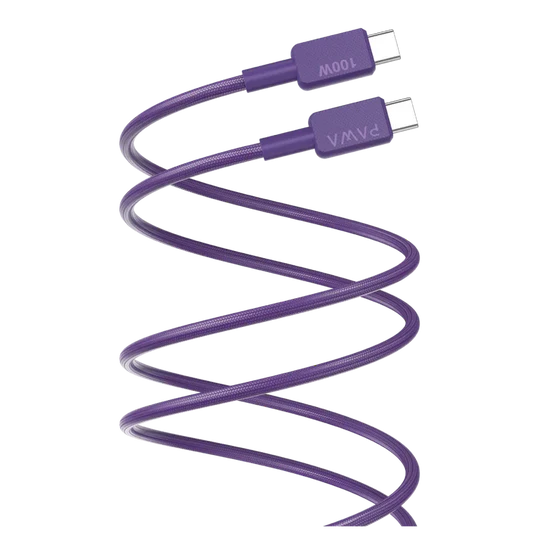 PAWA EL CARO SERIES USB C TO USB C 100W PREMIUM BRAIDED CABLE 1.2M PURPLE PW-12B100CC-PUR