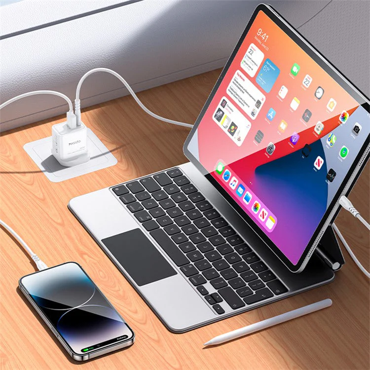 YESIDO 20W GAN USB-A AND USB-C FAST CHARGER WHITE YC80 thumbnail 3