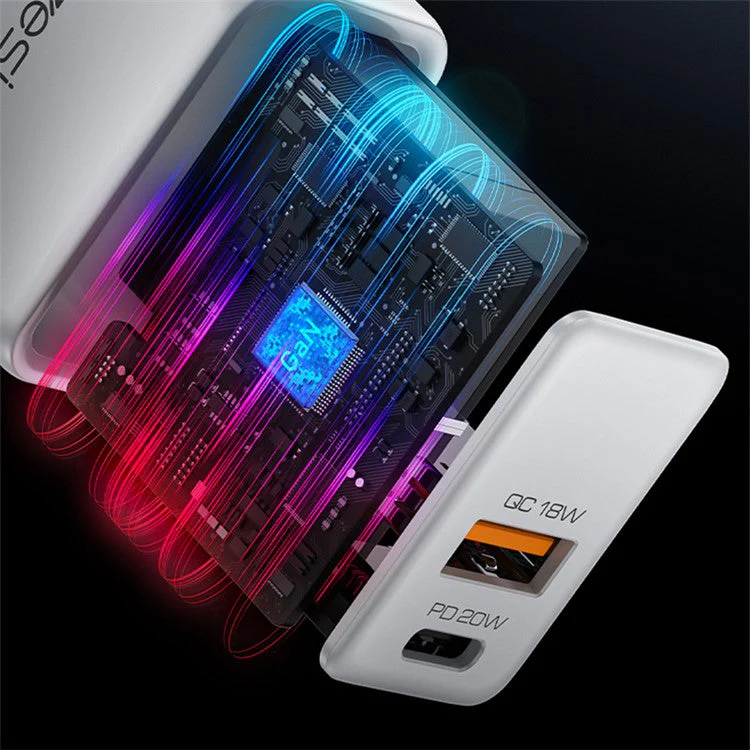 YESIDO 20W GAN USB-A AND USB-C FAST CHARGER WHITE YC80 thumbnail 4