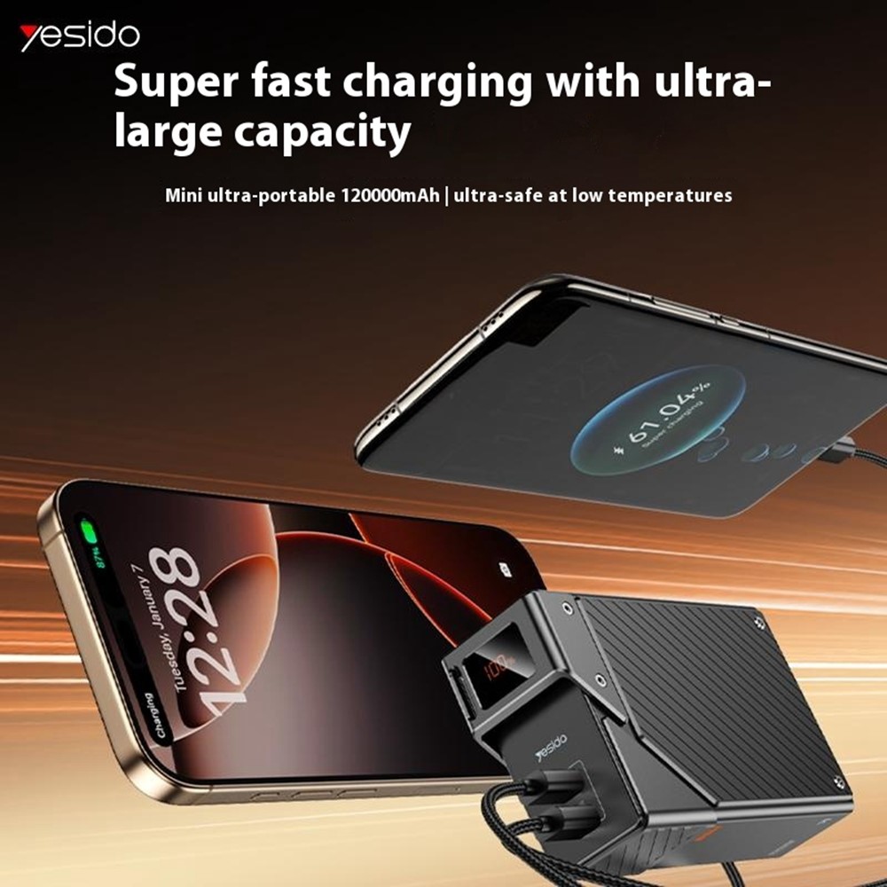 YESIDO 20000MAH POWER BANK 65W FAST CHARGING PORTABLE CHARGER WITH LANYARD YP76 thumbnail 2