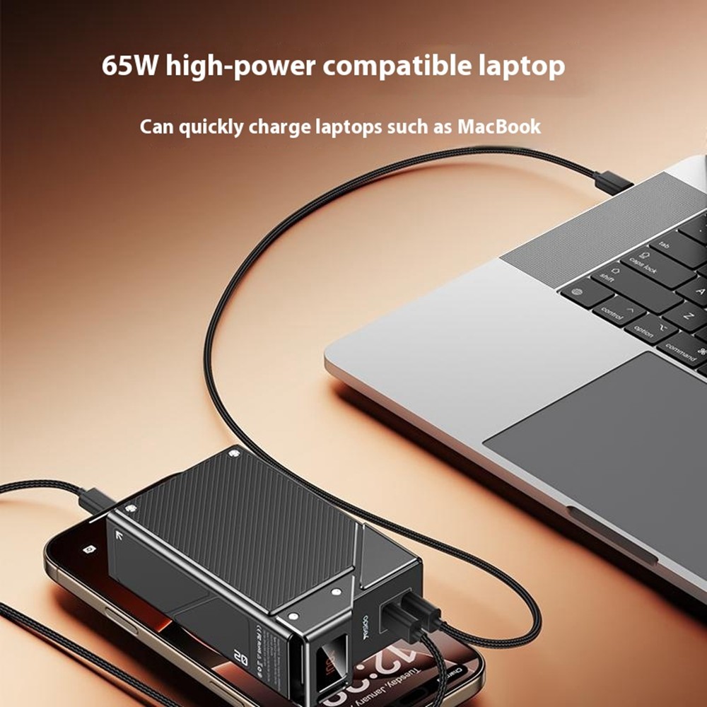 YESIDO 20000MAH POWER BANK 65W FAST CHARGING PORTABLE CHARGER WITH LANYARD YP76 thumbnail 3