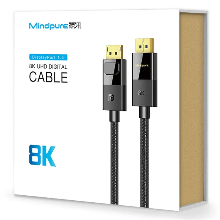 MINDPURE 8K DP1.4 MALE TO MALE BLACK ROUND WIRE 5M LX10449 thumbnail 6