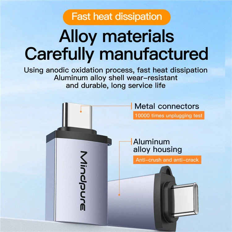 MINDPURE TYPE-C MALE TO USB 3.2 GEN 2 ADAPTER GRAY LX10659 thumbnail 4