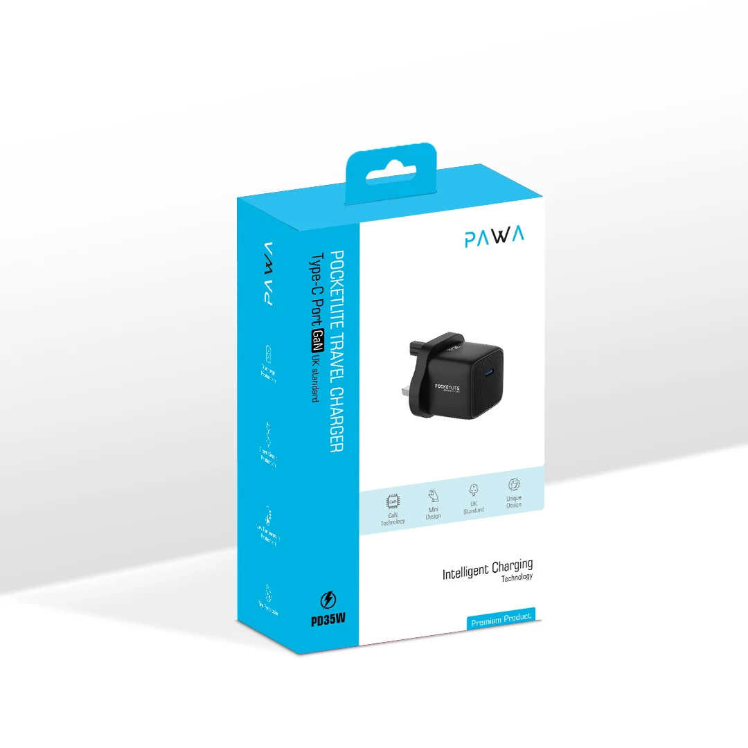 PAWA POCKETLITE TRAVEL CHARGER TYPE-C PORT GAN PD35W  BLACK PW-PL30WUK-BK thumbnail 3