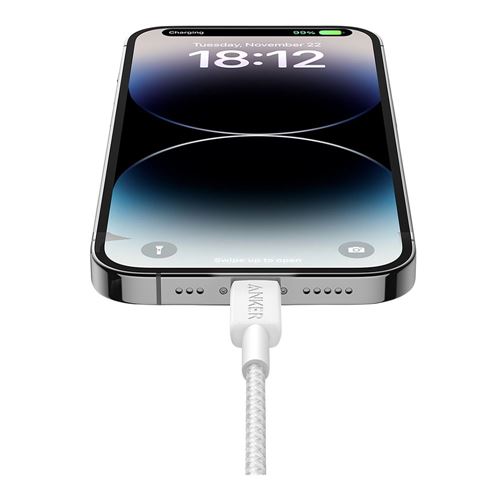 ANKER 322 USB C TO LIGHTNING CABLE BRAIDED 10FT WHITE A81B7H21 thumbnail 3