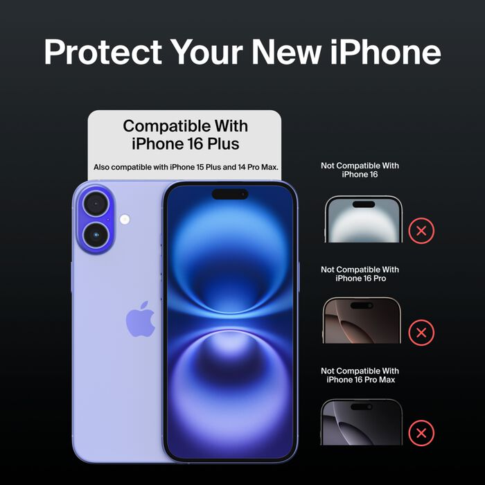 BELKIN SCREEN FORCE IPHONE 16 INVISI GLASS TREATED SCREEN PROTECTOR OVA172HQ thumbnail 2