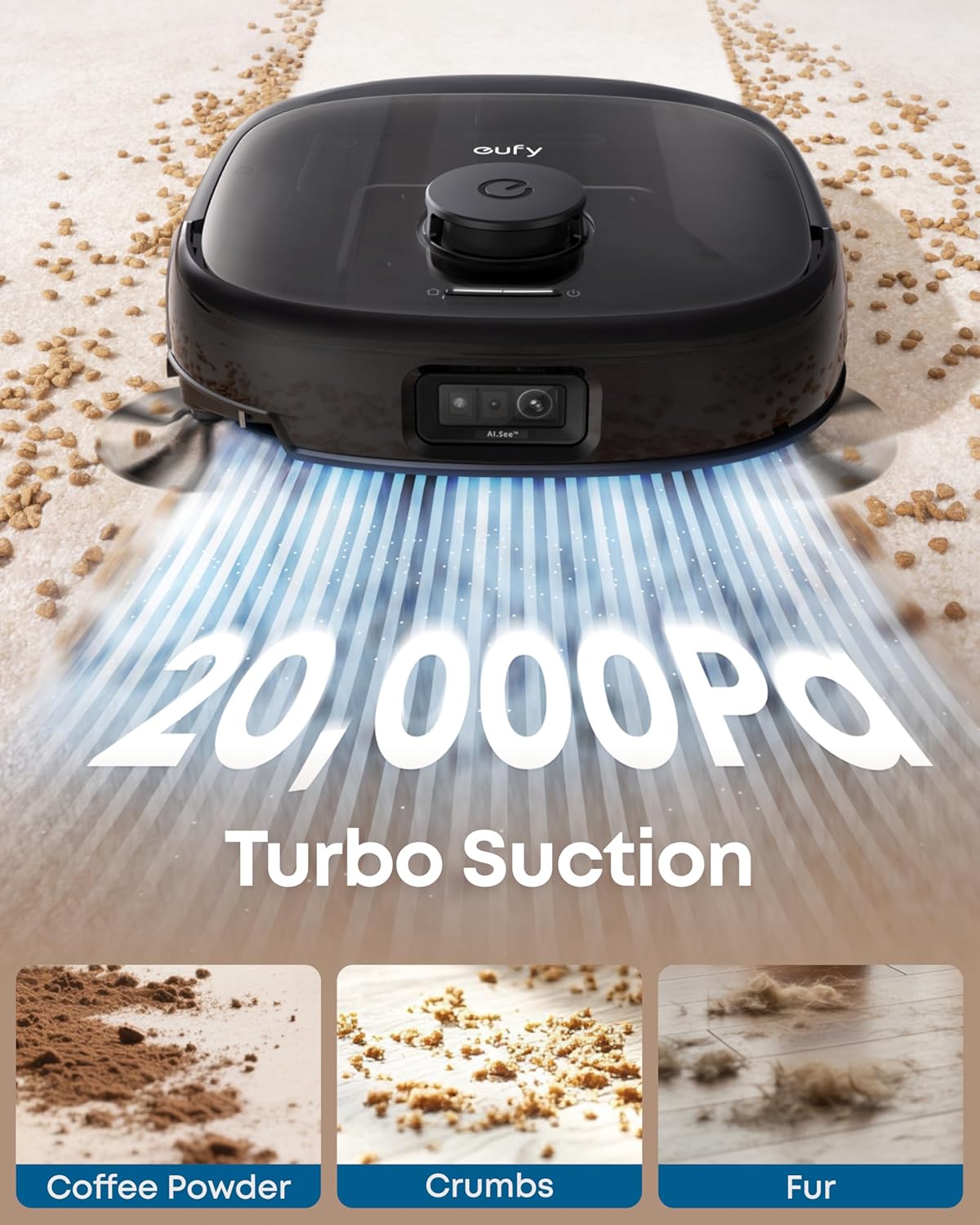 EUFY ROBOT VACUUM OMNI E25 HYROJET WITH 20000PA TURBO SUCTION  BLACK T2353V11 thumbnail 4