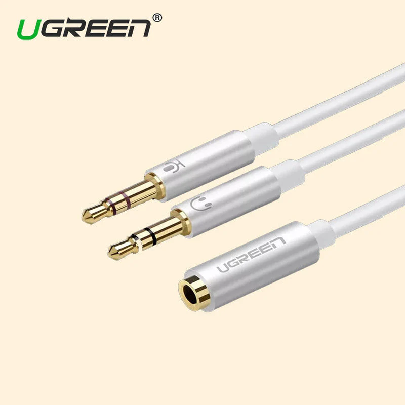UGREEN 3.5MM FEMALE TO 2 MALE AUDIO CABLE ABS CASE WHITE 20897 thumbnail 2