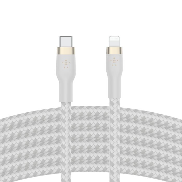 BELKIN BOOST CHARGE PRO FLEX USB C CABLE WITH LIGHTNING CONNECTOR  3M WHITE CAA011BT3MWH