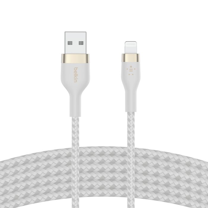 BELKIN BOOST CHARGE PRO FLEX USB A CABLE WITH LIGHTNING CONNECTOR 3M WHITE CAA010BT3MWH