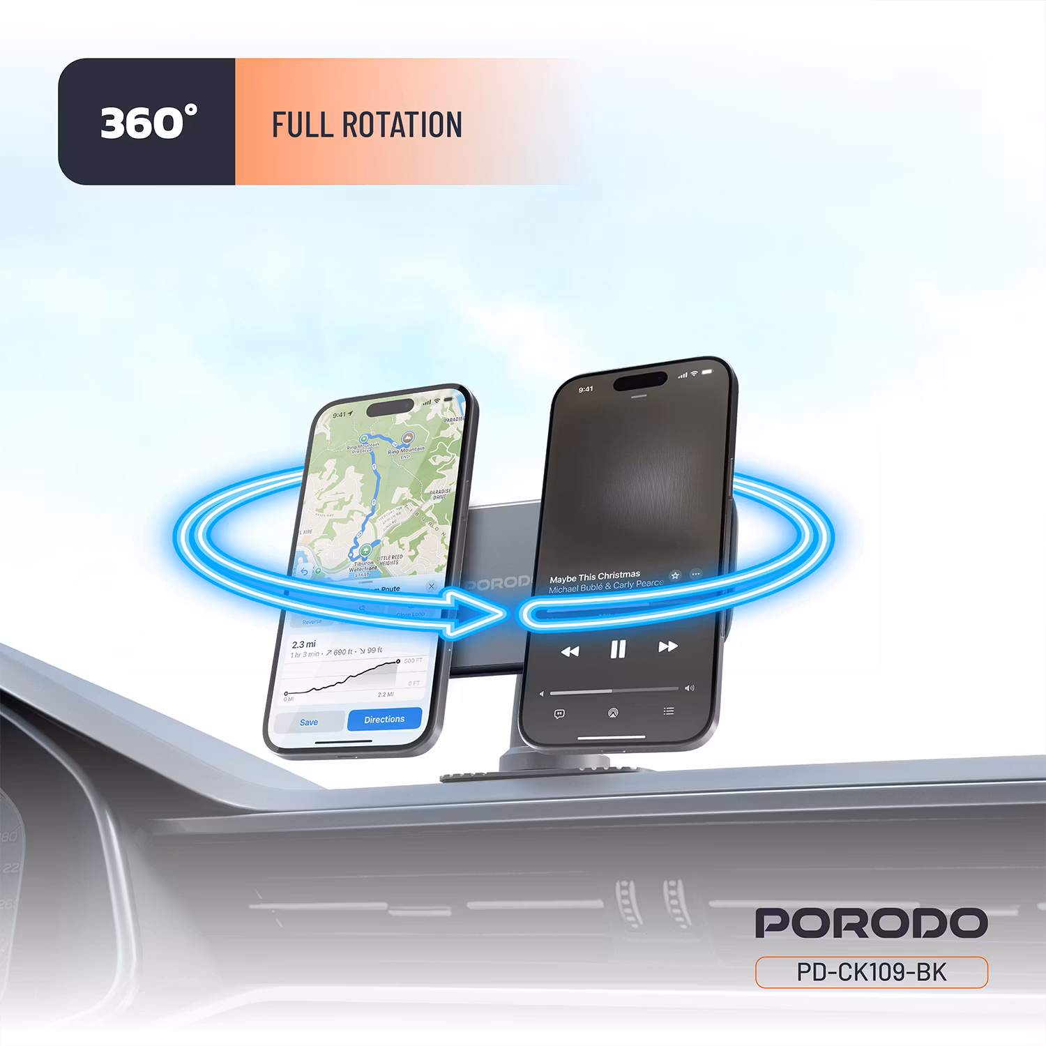 PORODO VACUUM AND ADHESIVE MAGNETIC CAR MOUNT BLACK PDCK109BK thumbnail 8