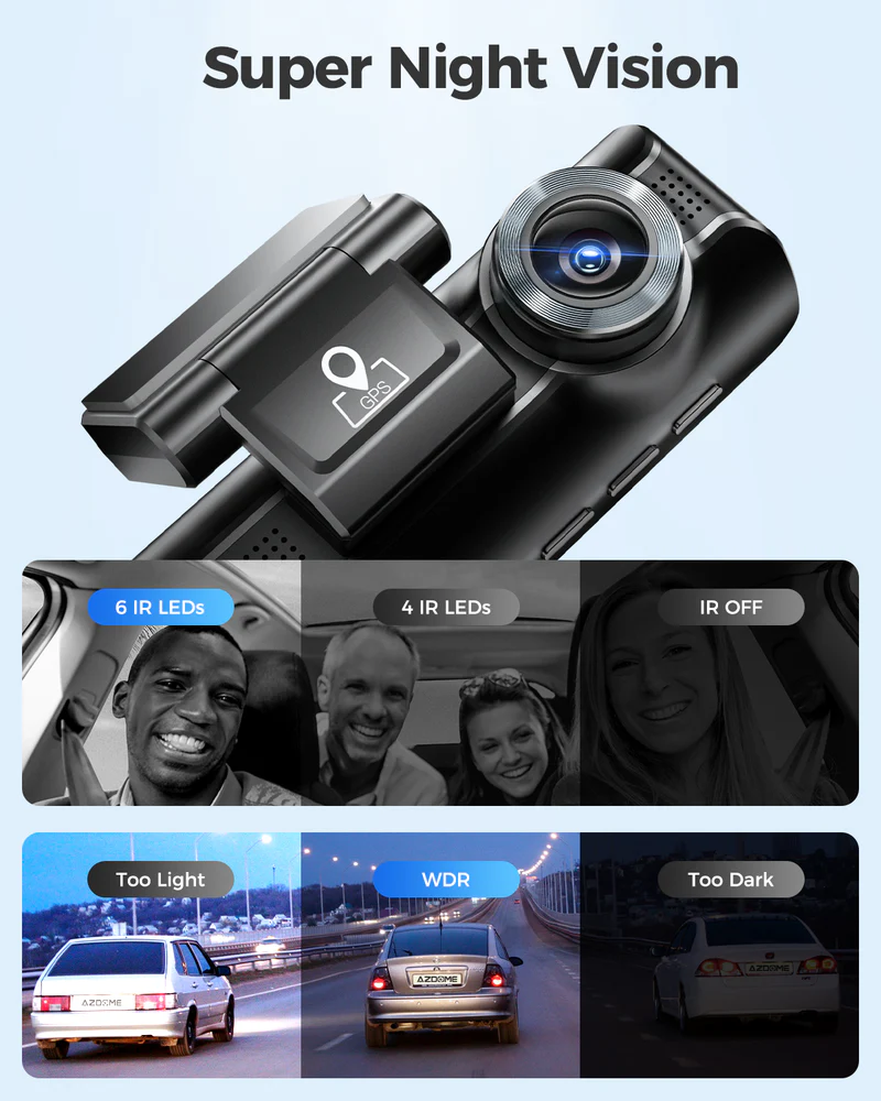 AZDOME 4K Front and Rear Dash Camera Kit with 3.19-Inch Screen, IR Night Vision, 24H Parking Mode - M550 thumbnail 7