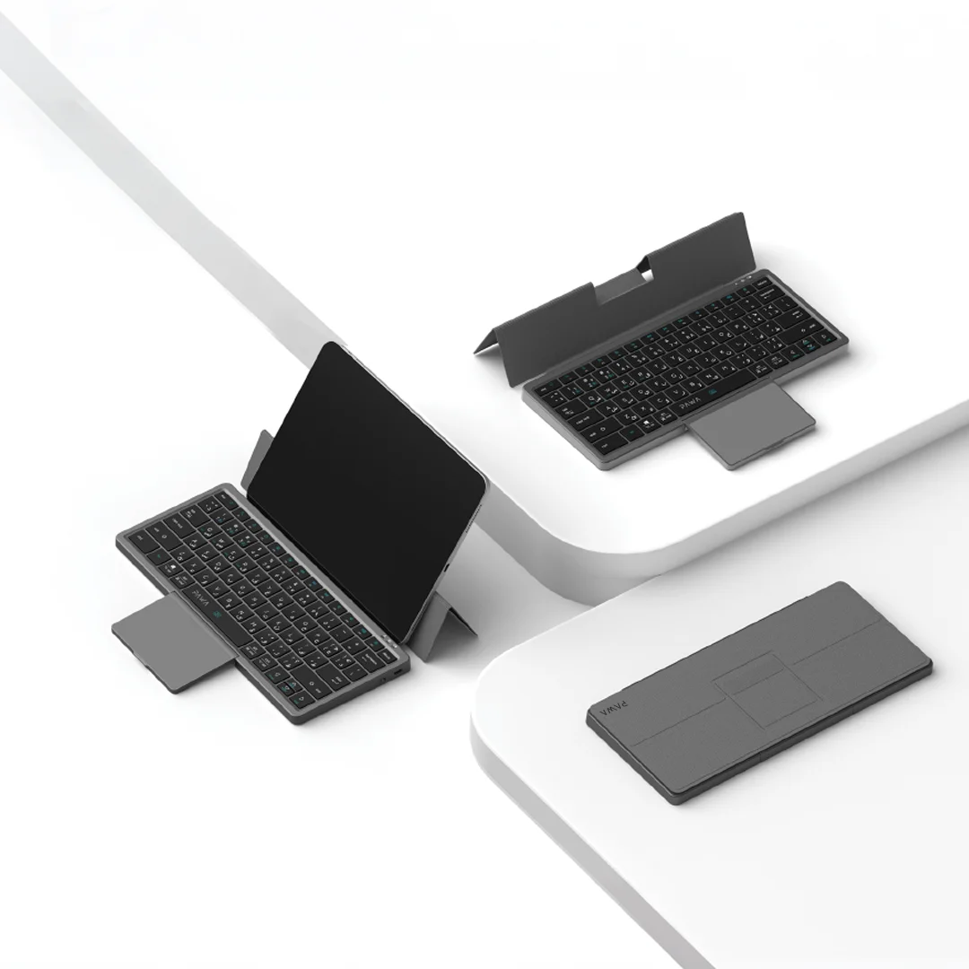 PAWA PORTABLE FOLDABLE WIRELESS KEYBOARD WITH TOUCHPAD GREY PW-PKW2T5F2-GY