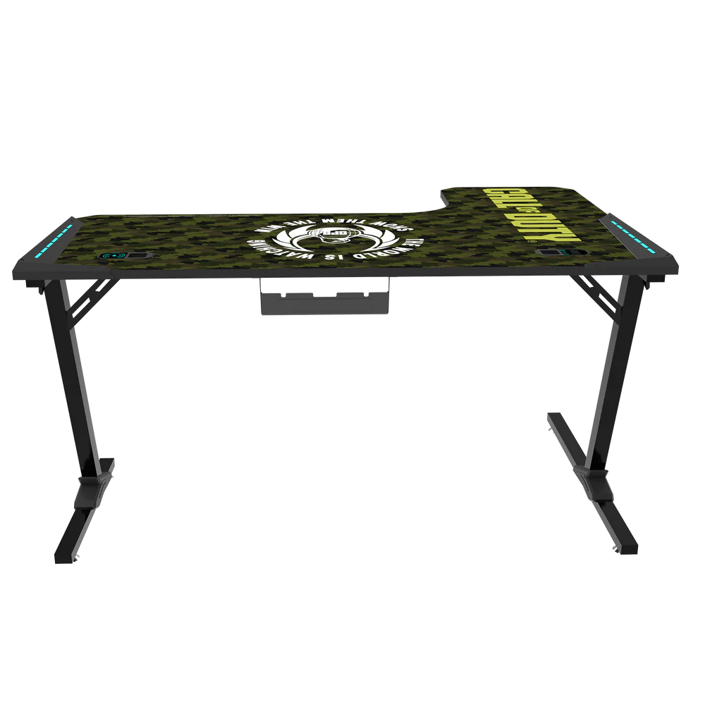 GameOn Phantom XL L-Shaped RGB Flowing Light Gaming Desk (Black/Green, COD-PHANTOMXL-L-02) - Dynamic and Spacious Setup for Gamers thumbnail 9