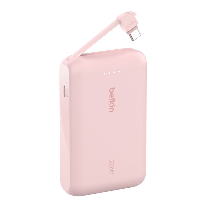 BELKIN BOOST CHARGE POWER BANK 20K WITH USB C INTEGRATED CABLE PD 30W PINK BPB024HQPK thumbnail 10