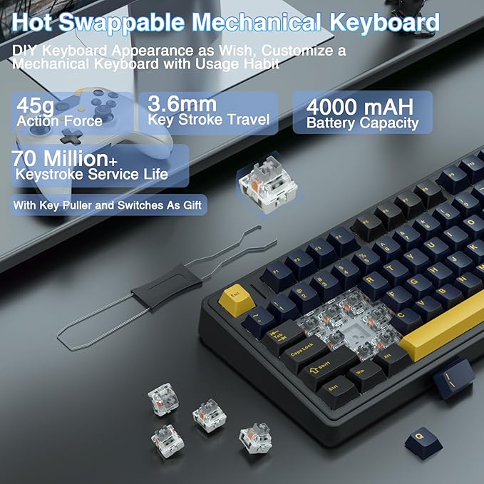 AULA 75 KEYS RGB 75% MECHANICAL GAMING KEYBOARD TRI MODE KNOB SEIYA SWITCH BLACK CONTOUR F75 thumbnail 4