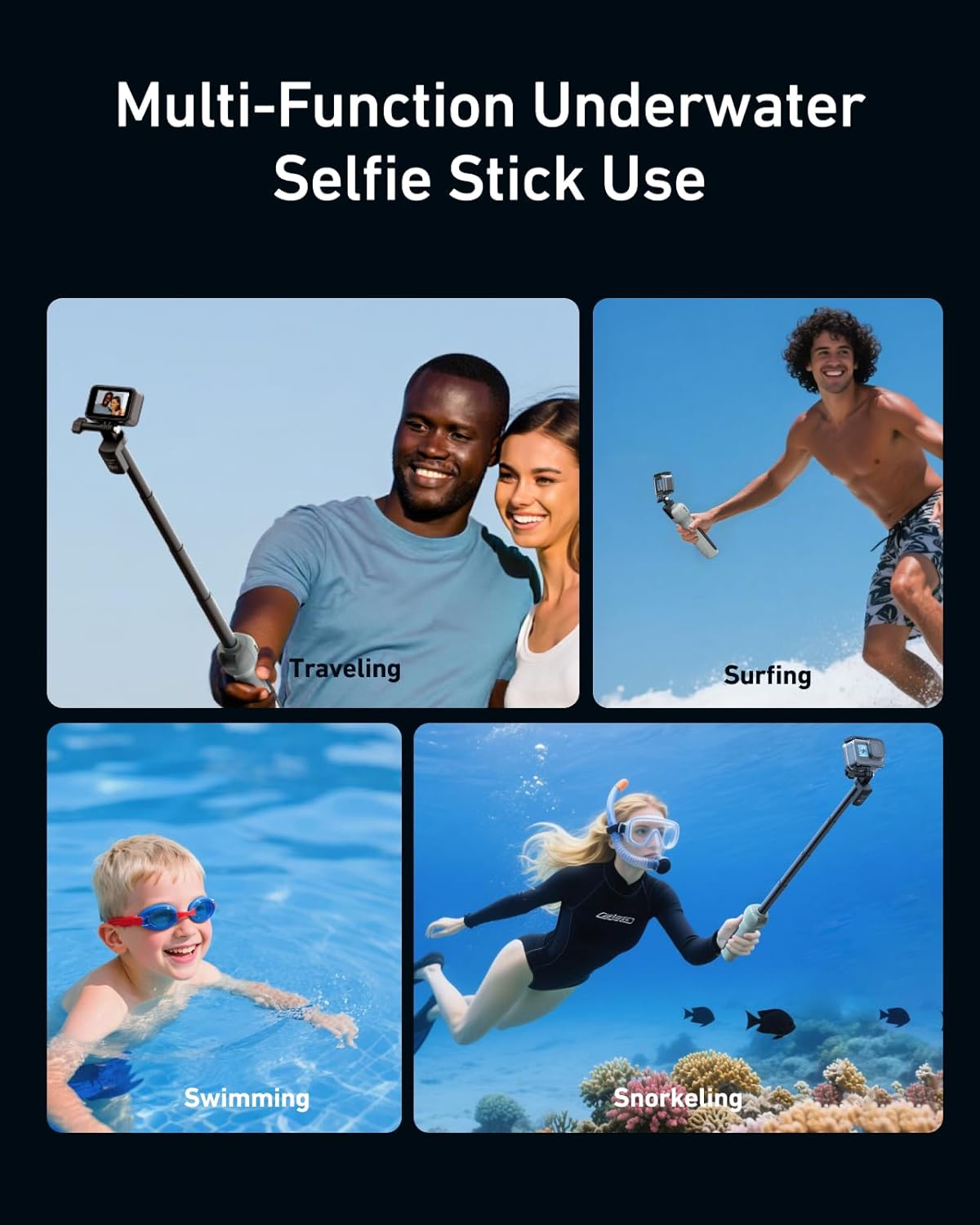 TELESIN GOPRO HERO 12 UNDER WATER SELFIE STICK WITH REMOTE CONTROL GP-WBT-001 thumbnail 7