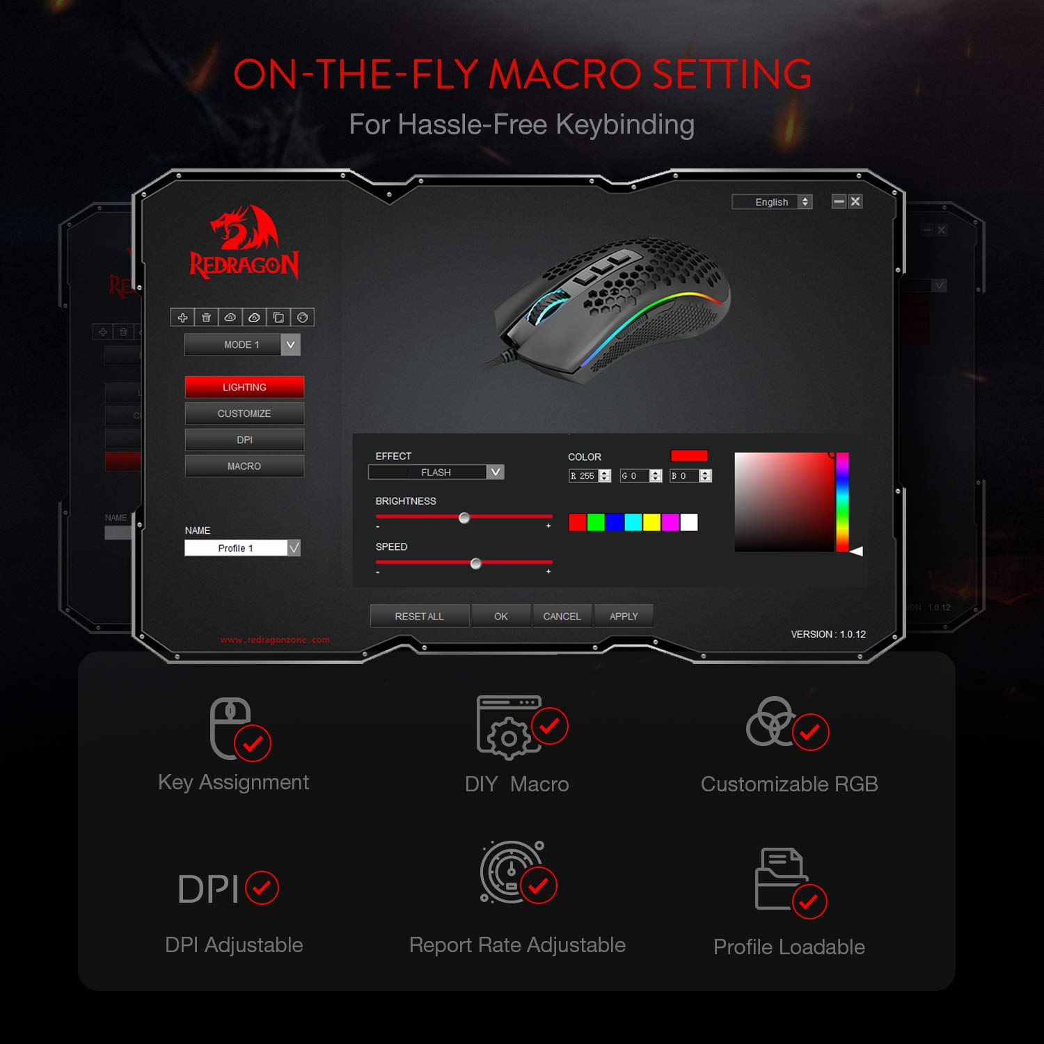 REDRAGON STORM HONEYCOMB WIRED GAMING MOUSE M808-RGB thumbnail 8