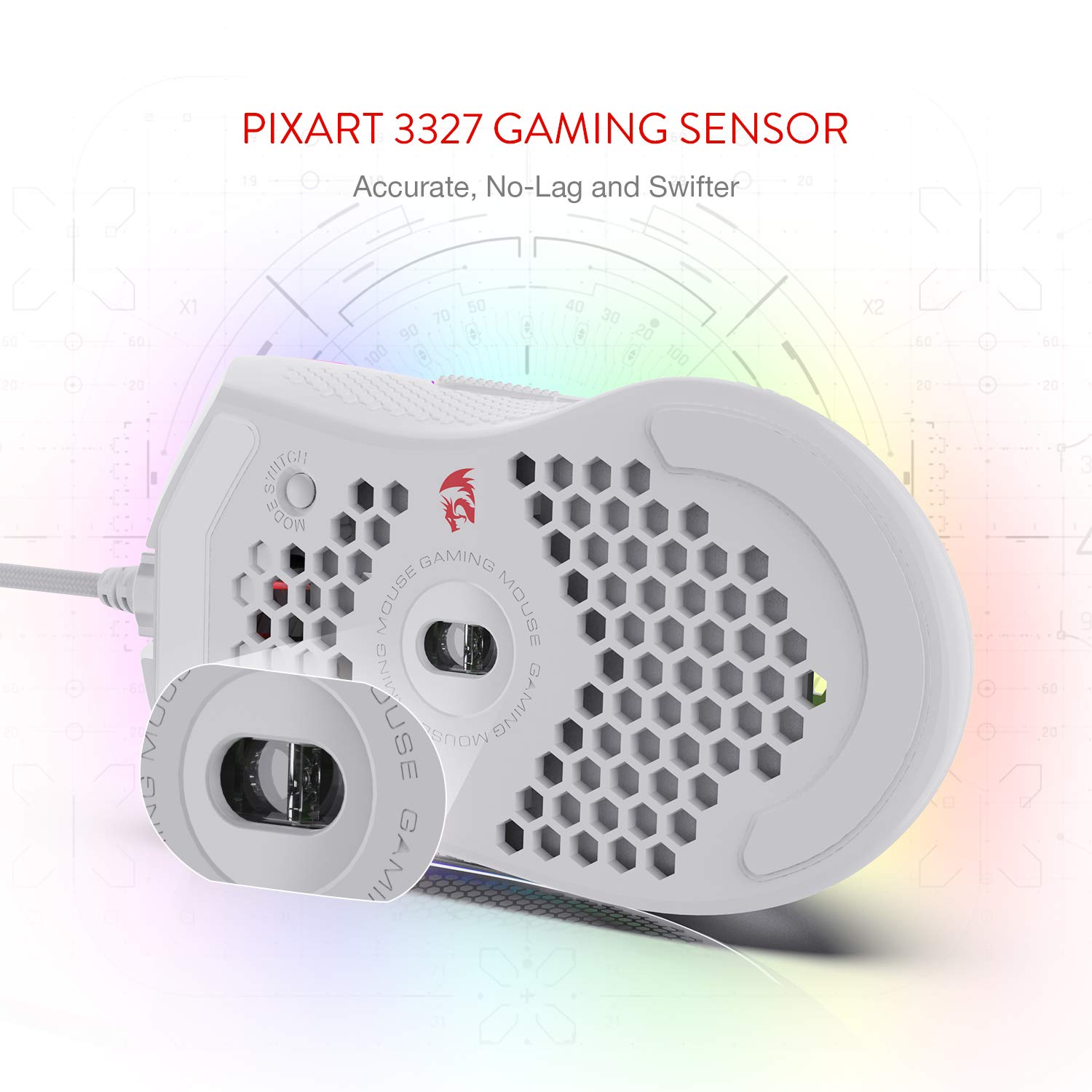 REDRAGON STORM HONEYCOMB WIRED GAMING MOUSE M808-RGB thumbnail 5
