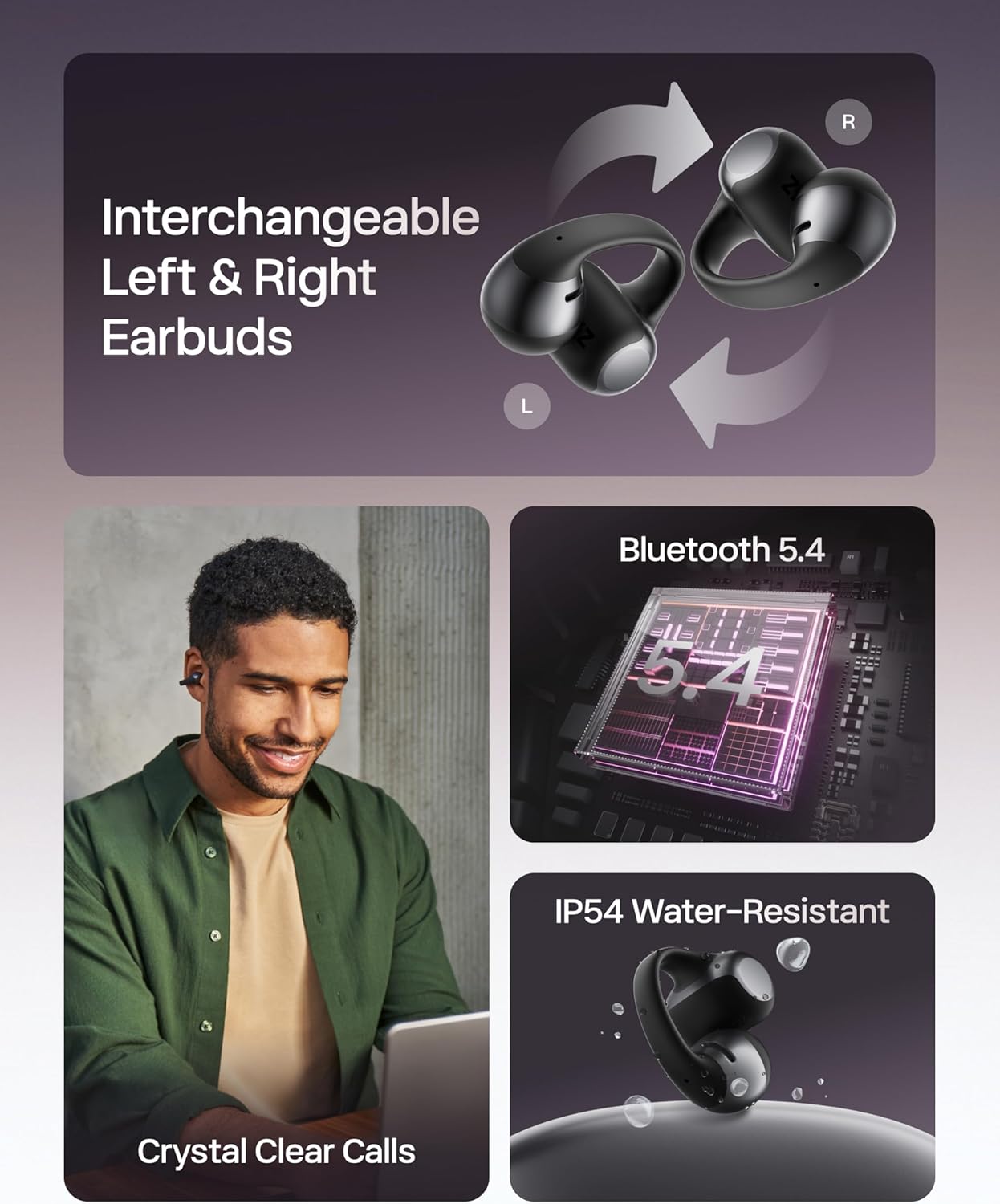 AFTER SHOKZ OPEN DOTS ONE TRUE WIRELESS EARBUDS BLACK E310-ST-BK thumbnail 7