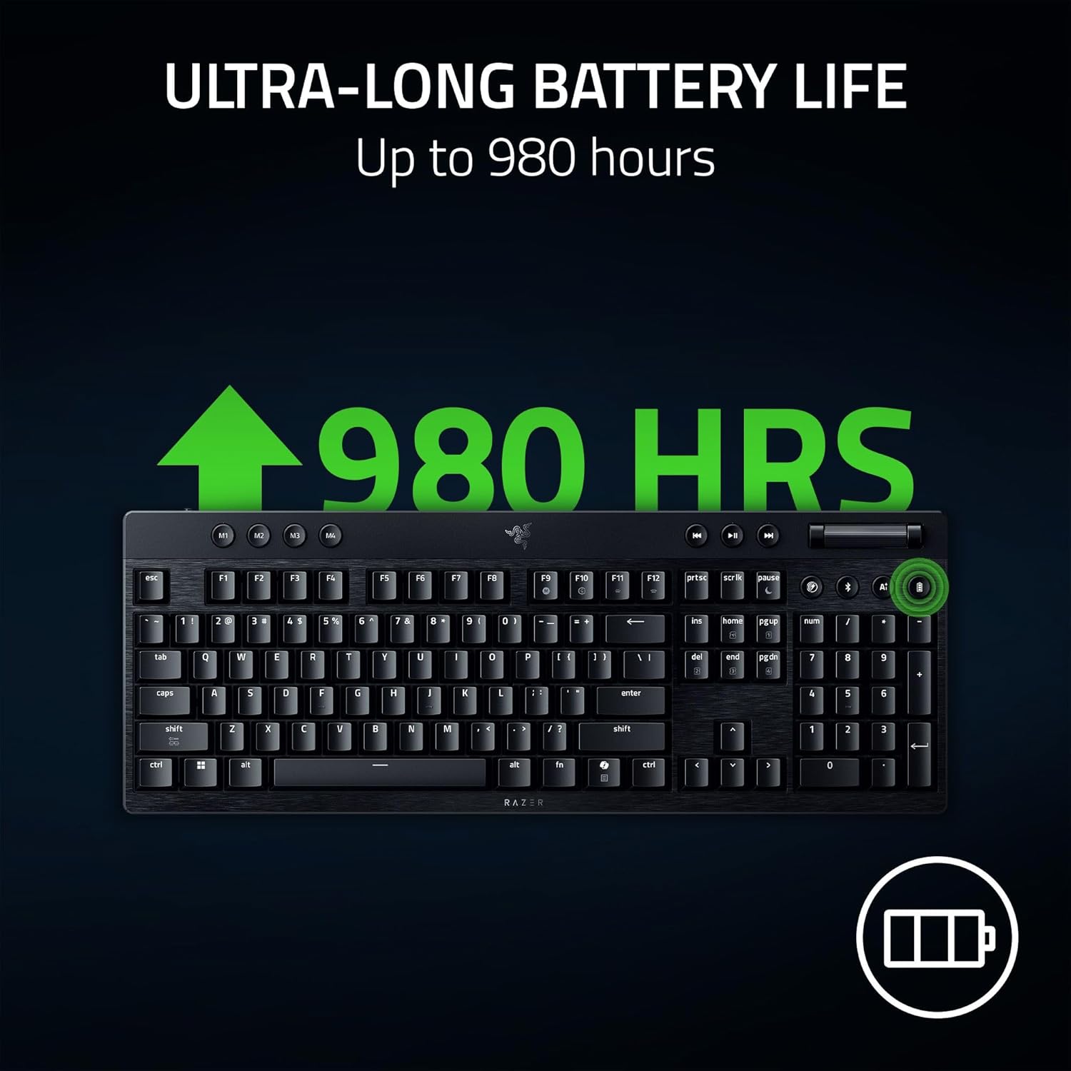 RAZER BLACKWIDOW V4 HYPERSPEED WIRELESS LOWPROFILE MECHANICAL GAMING KEYBOARD RZ03-05450500-R3M1 thumbnail 10