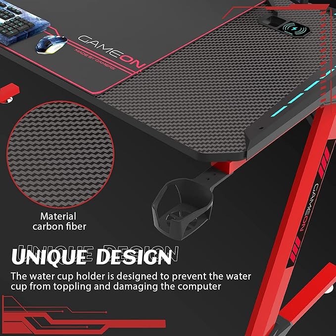 GAMEON PHANTOM XL-L SERIES L-SHAPED RGB FLOWING LIGHT GAMING DESK GO-PHANTOMXL-R thumbnail 2