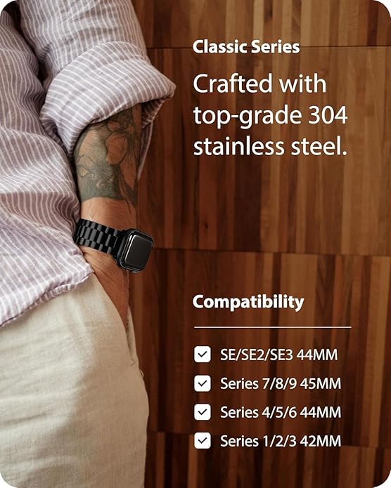 APPLE WATCH STAINLESS STEEL BAND 44/45/49MM BLACK thumbnail 5