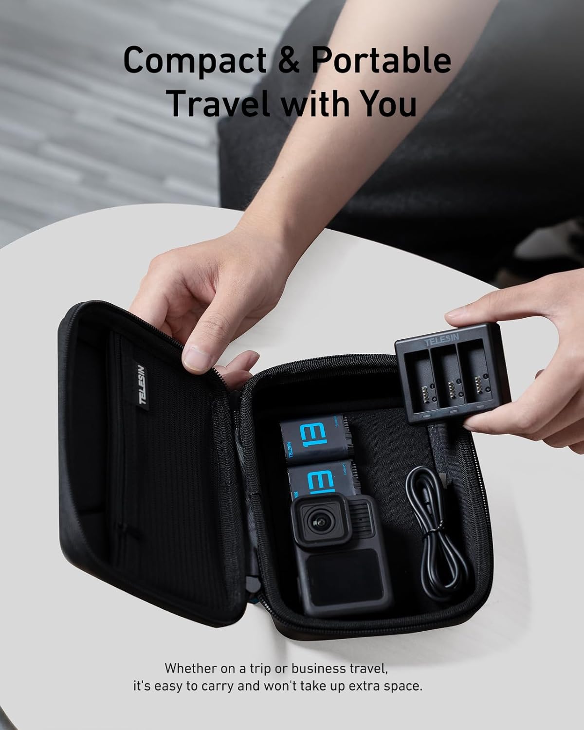 TELESIN GOPRO HERO 13 BATTERY CHARGER BOX WITH 2 BATTERIES S0-ECB-07-TGP thumbnail 8