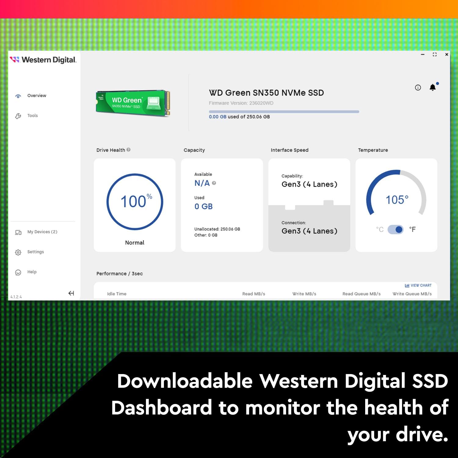 WD INTERNAL SSD 500GB SN350 M.2 NVME 2280 PCIE GEN 4 GREEN WDS500G2G0C-00CDH0 thumbnail 7