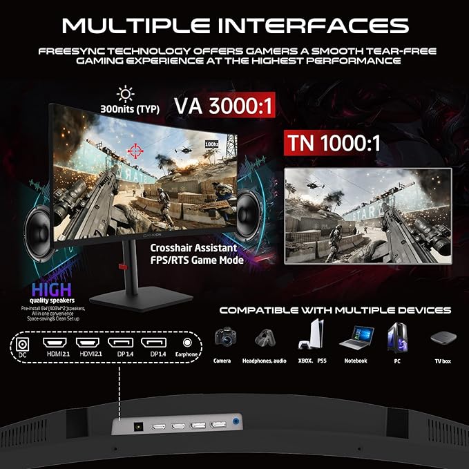 GAMEON 34 INCH WQHD 180 HZ 0.5MS CURVED GAMING MONITOR WITH SPEAKER GOC34WQHD180VA thumbnail 3