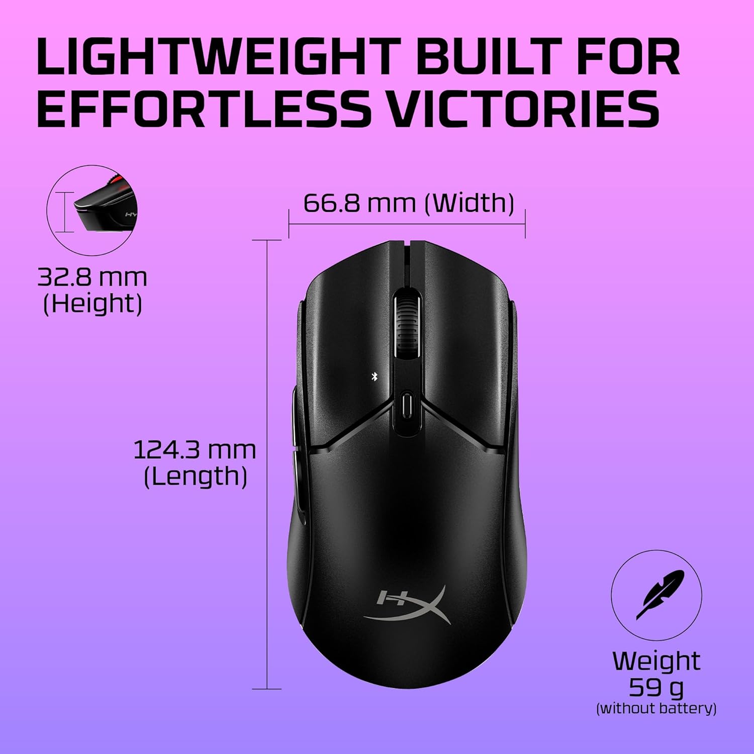 HYPERX PLUSEFIRE HASTE 2 CORE WIRELESS GAMING MOUSE BLACK 8R2E6AA thumbnail 2