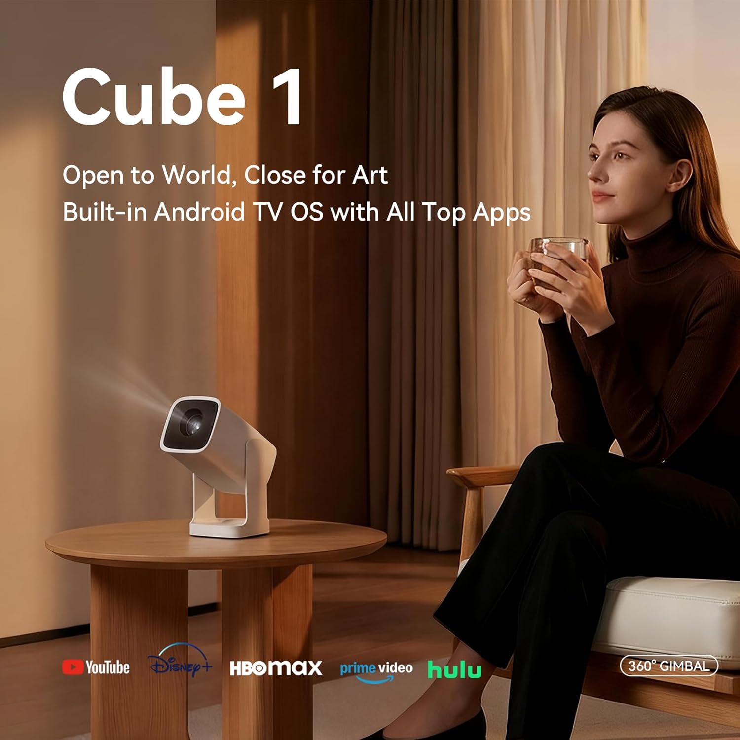 WANBO CUBE 1 360 ADJUSTABLE SMART PROJECTOR WITH WI-FI AND BLUETOOTH ANDROID TV 11 SKY BLUE thumbnail 2