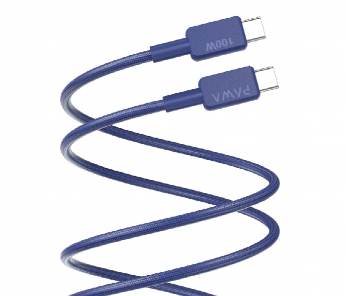 PAWA EL CARO SERIES USB C TO USB C 100W PREMIUM BRAIDED CABLE 1.2M BLUE PW-12B100CC-BL