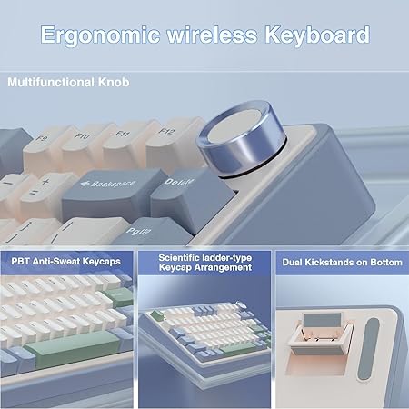 AULA 75 KEYS RGB 75% MECHANICAL GAMING KEYBOARD TRI-MODE KNOB V3 GREY SWITCH F75 thumbnail 2