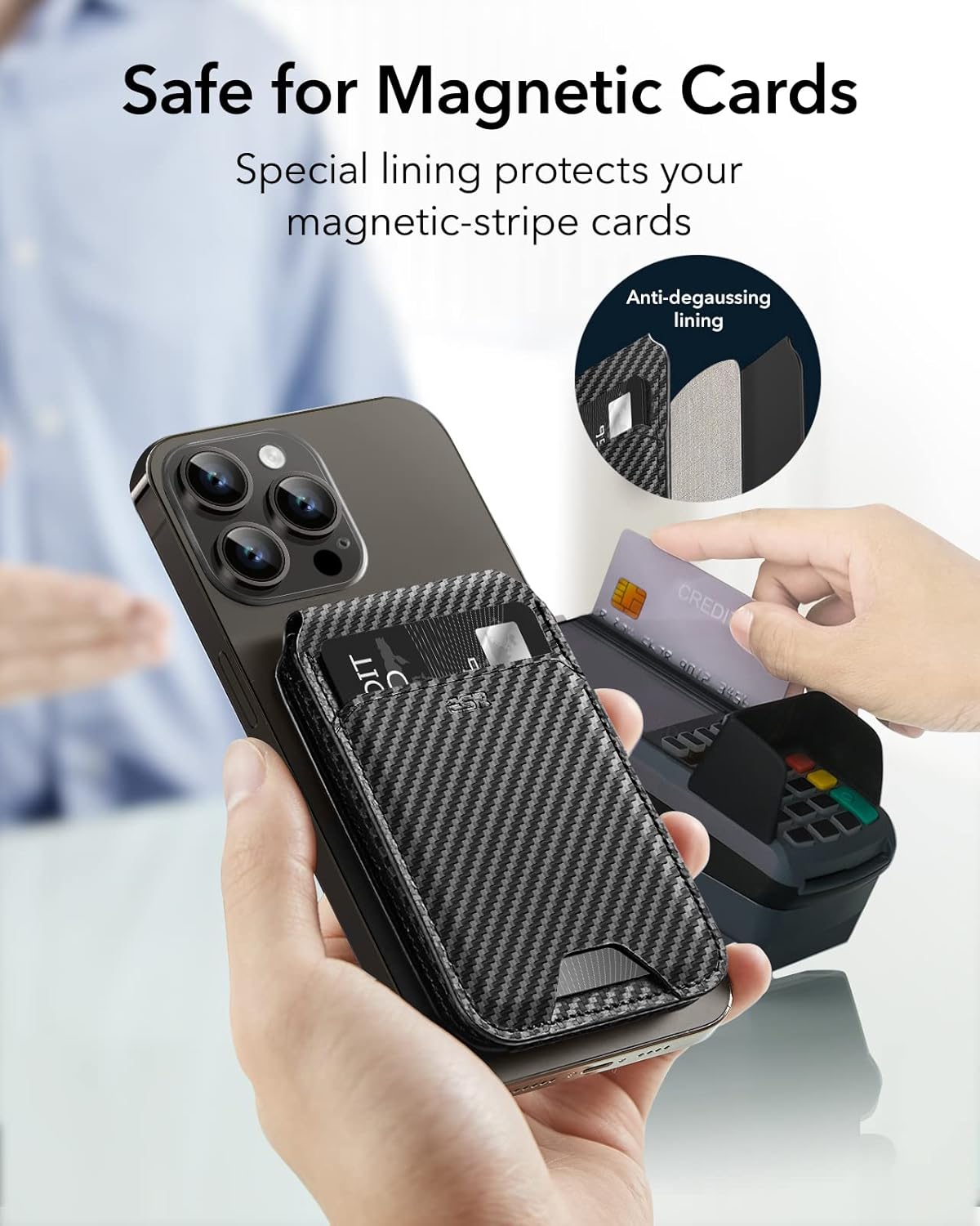 ESR CARBON FIBER MAGNETIC WALLET BLACK thumbnail 3
