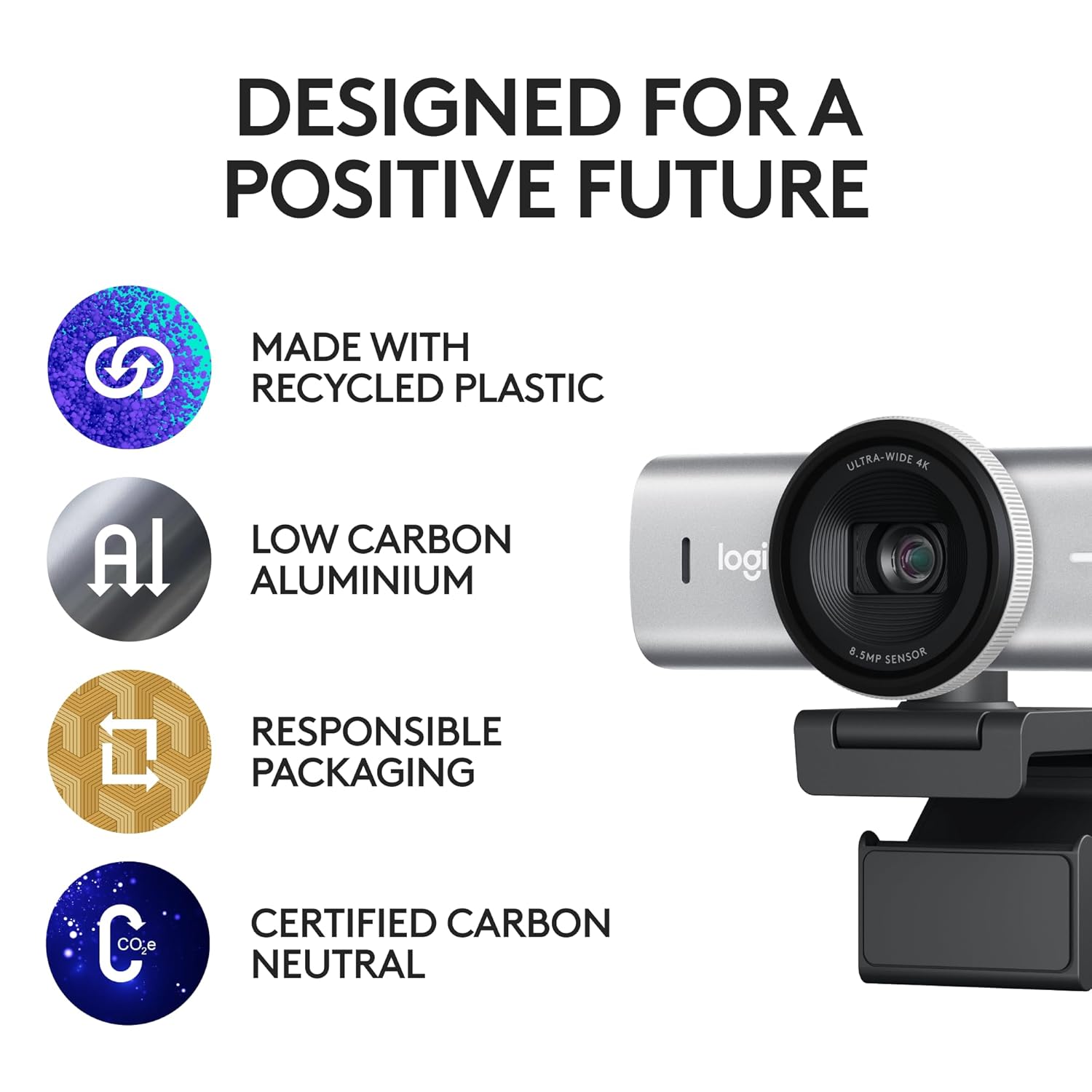 LOGITECH MX BRIO 4K ULTRA HD WEBCAM PALE GRAY 960-001554 thumbnail 10