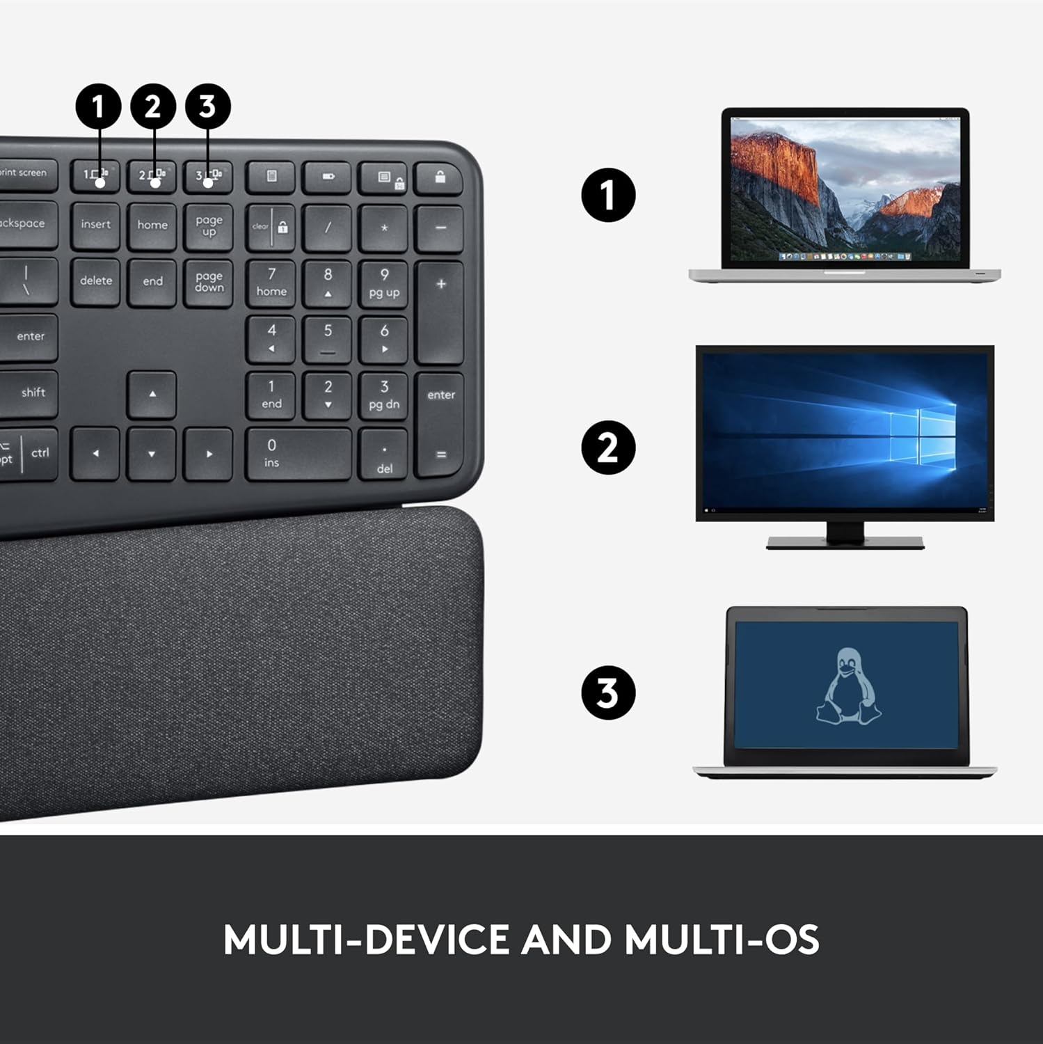 LOGITECH ERGO WIRELESS SPLIT KEYBOARD K860 ENGLISH 920-010359 thumbnail 9