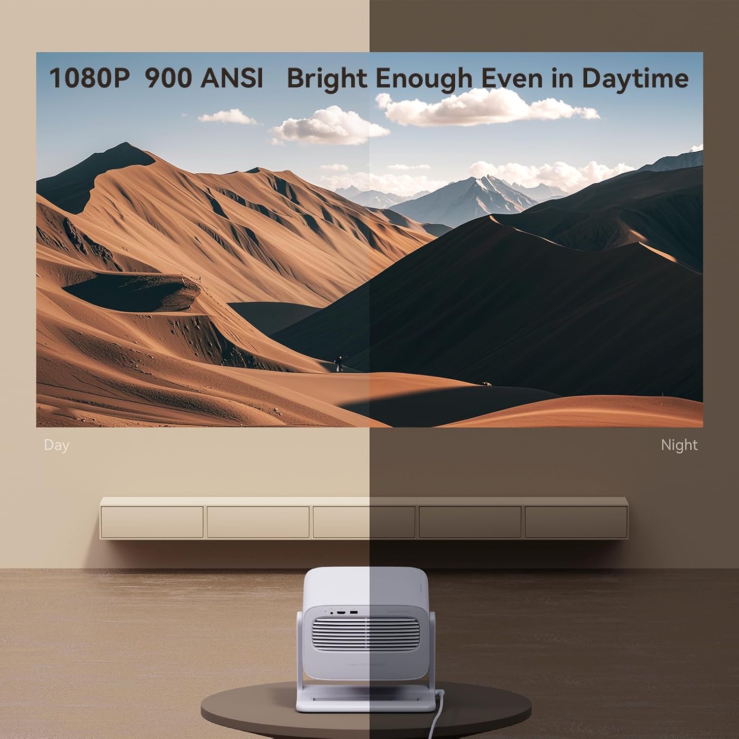 WANBO VALI 1 200° GIMBAL PROJECTOR WITH 900 ANSI AND ANDROID TV 11 WHITE thumbnail 5