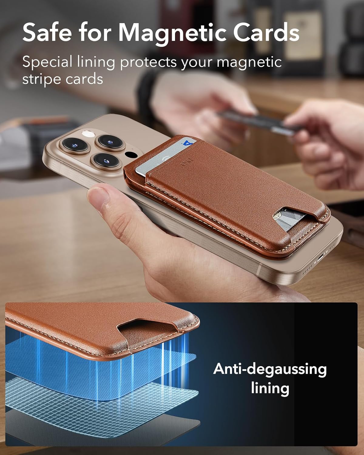 ESR MAGNETIC HALOLOCK VWGAN LEATHER WALLET STAND BROWN thumbnail 4