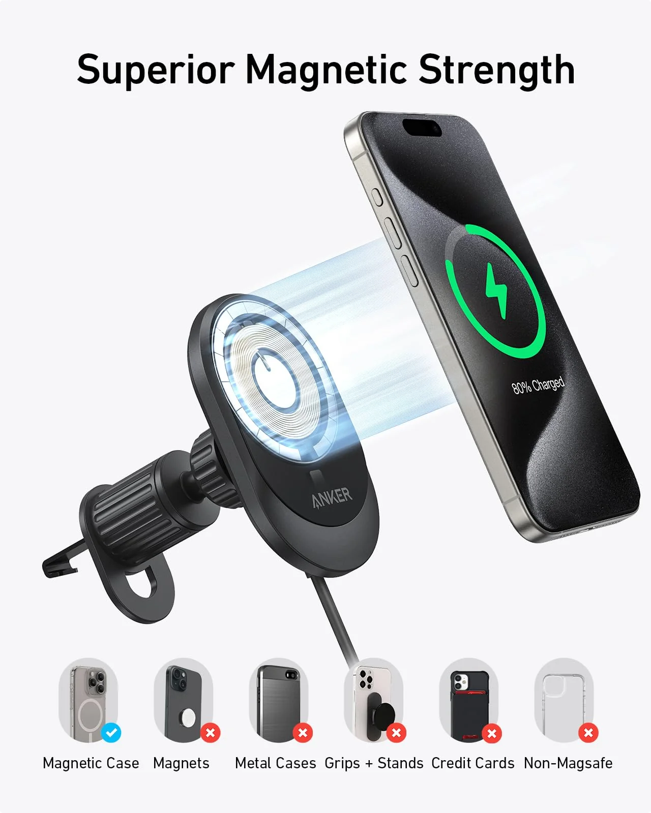 ANKER MAGGO WIRLESS CHARGER WITH CAR ADAPTER BLACK B2932111 thumbnail 6