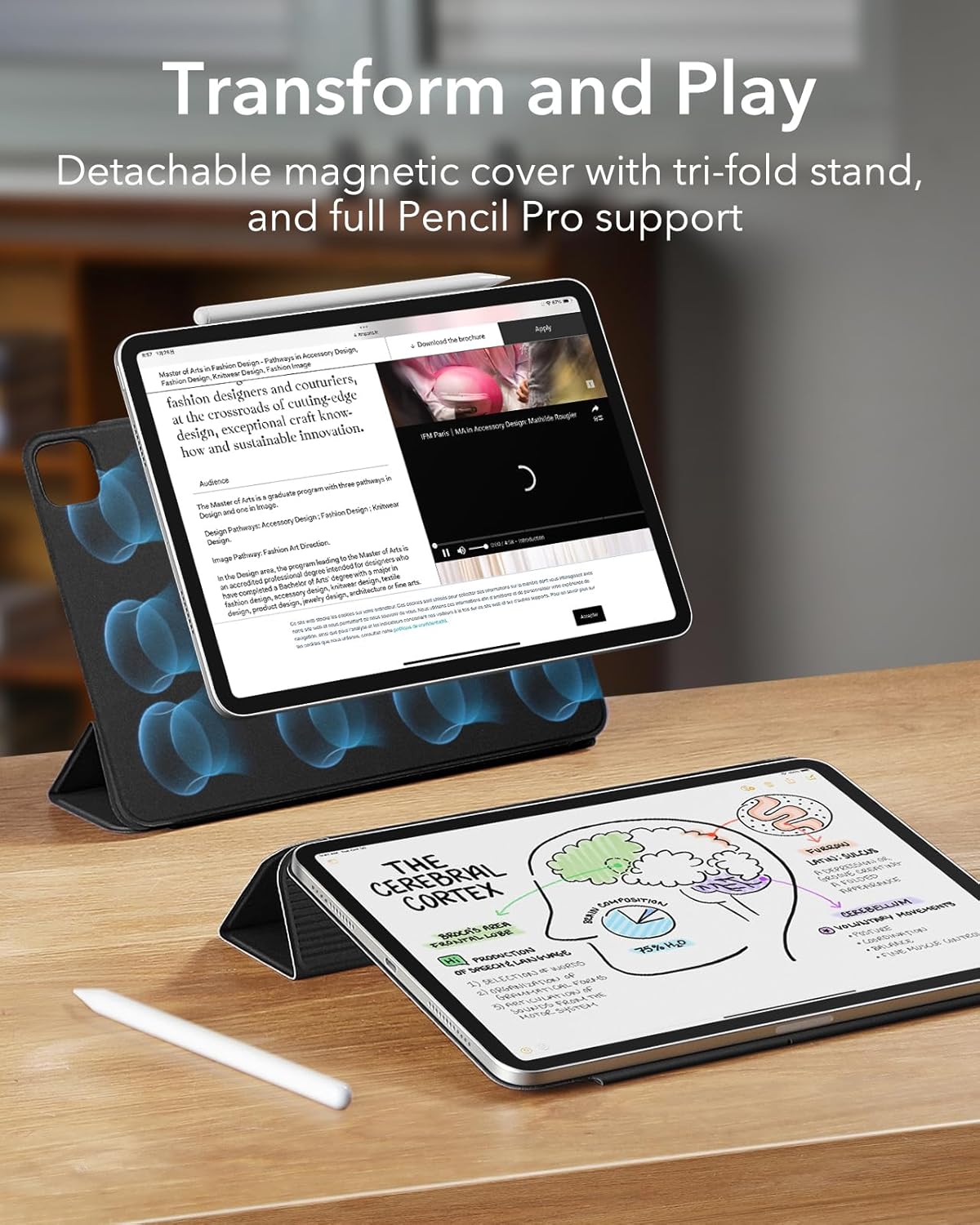 ESR ASCEND TRIFOLD CASE COMPATIBLE WITH IPAD AIR 13 2024 PRO 12.9 (6TH/5TH GEN) FROSTED BLACK thumbnail 3