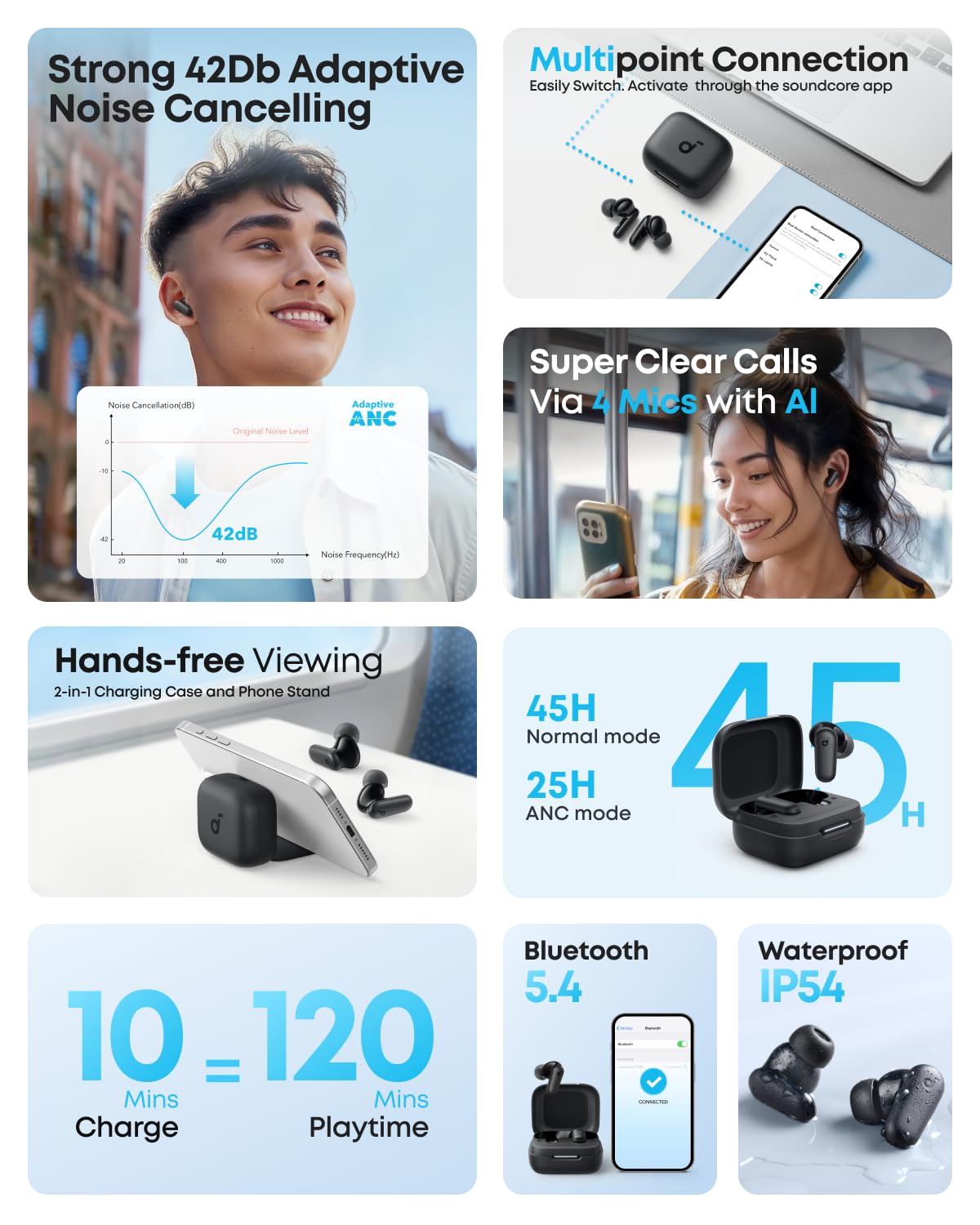 ANKER SOUNDCORE NOICE CANCELLING WIRELESS EARBUDS R50I PINK A3959H51 thumbnail 2