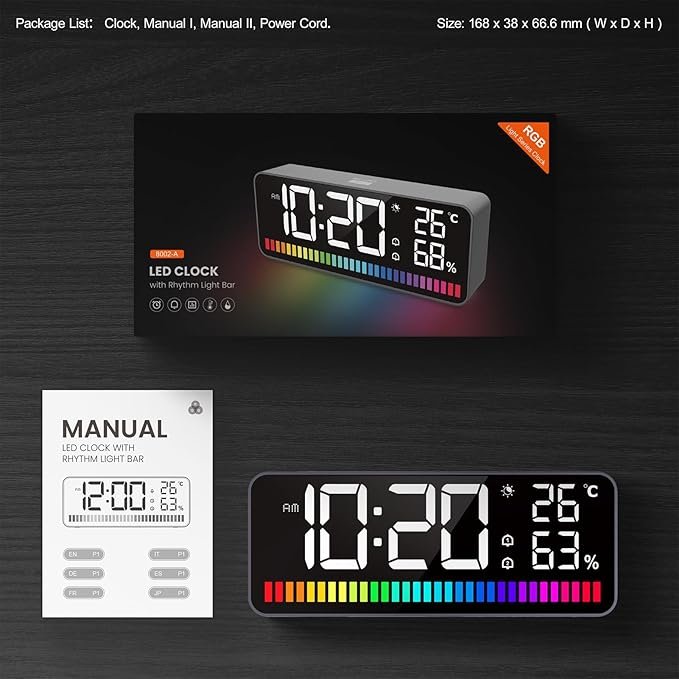 LED Alarm Clock 8002-A - Sleek Design with Bright Digital Display thumbnail 3