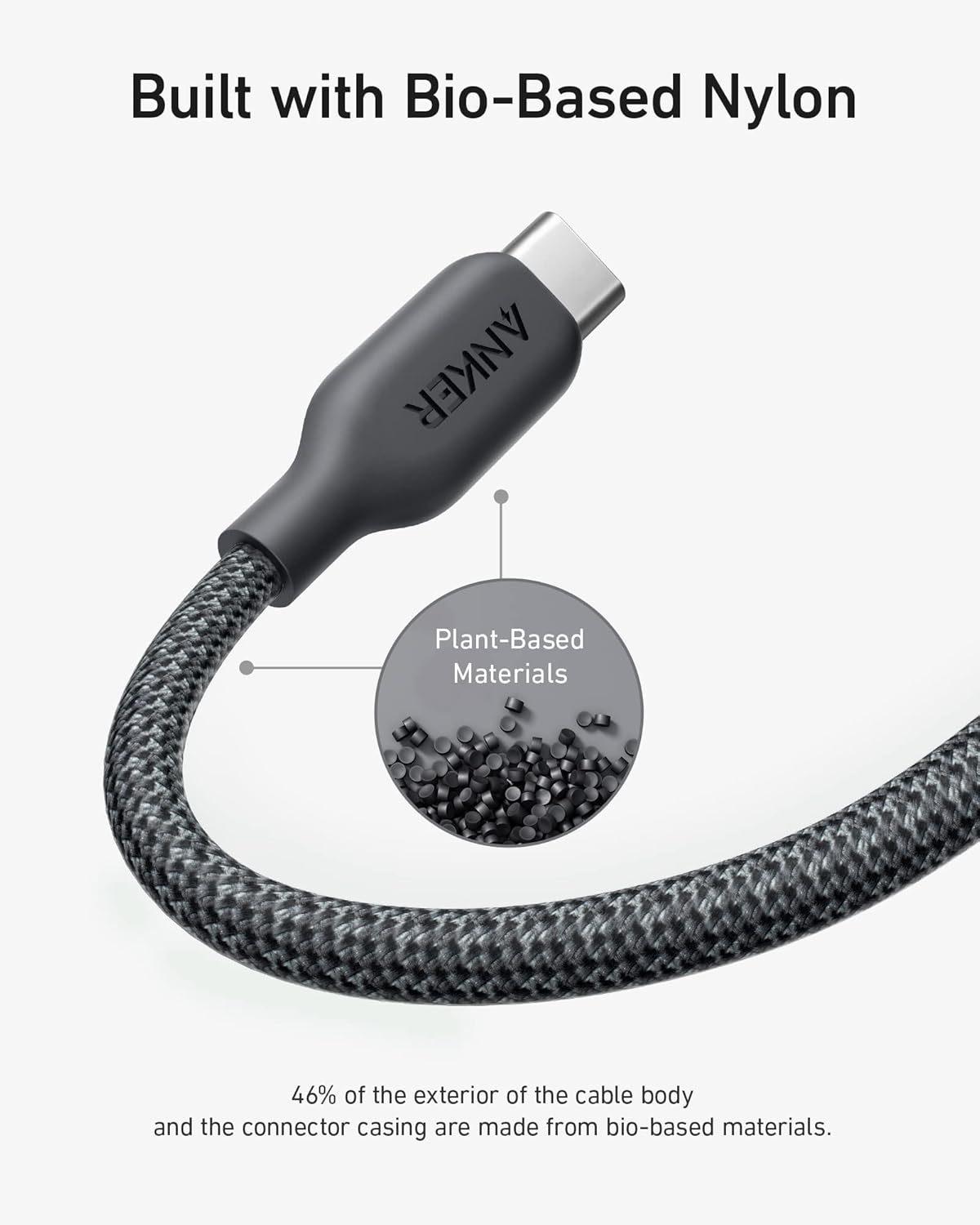ANKER 544 USB C TO USB C 240W BIO BRAIDED CABLE 6FT BLACK A80F6H11 thumbnail 3