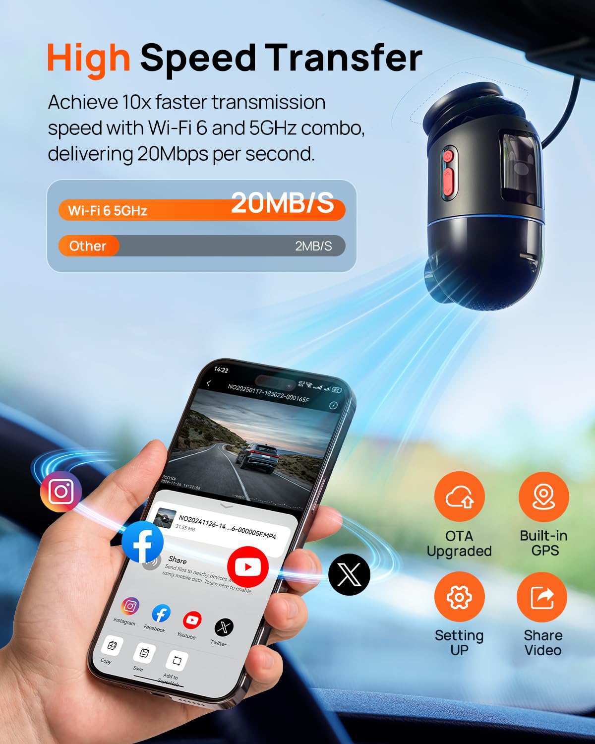 70MAI 4K OMNI DASH CAM WITH 128GB MEMORY CARD BLACK & GREY X800 thumbnail 5